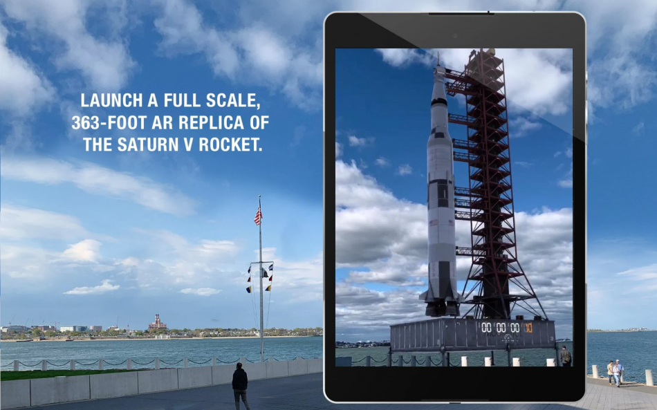 AR model of Apollo 11 on iPad screen